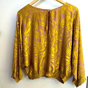 Flocked shirt silk like floral pattern